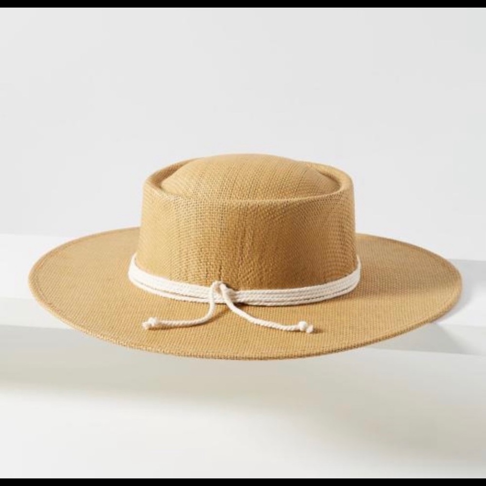 Anthropologie rowan trimmed boater hat